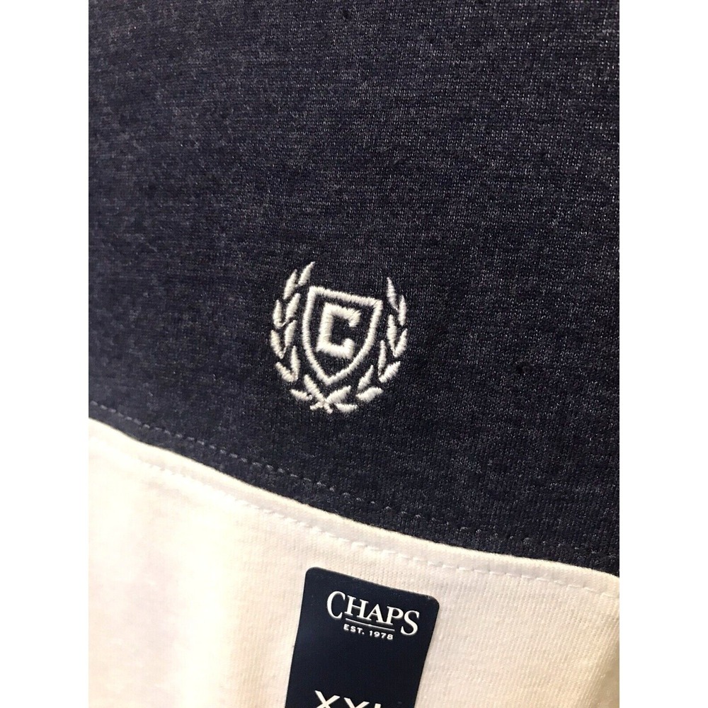 Chaps Mens XXL Colorblock T-Shirt Navy White Red Short Sleeve Crew Neck Logo - Picture 9 of 13